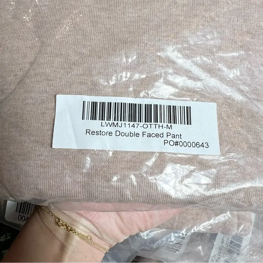 LUNYA Restore Double Faced Lounge Sweat Pants Light Pink Tan Pockets Soft NEW - Picture 15 of 16